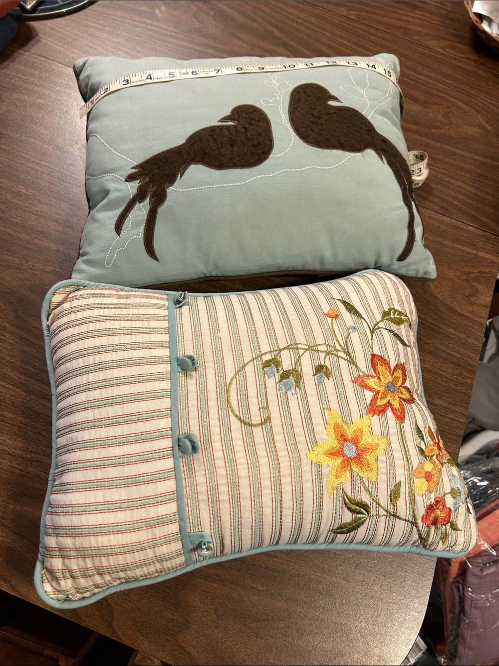 Better Homes And Gardens Blue Bird Appliqué & Floral Embroidered Pillow Pair